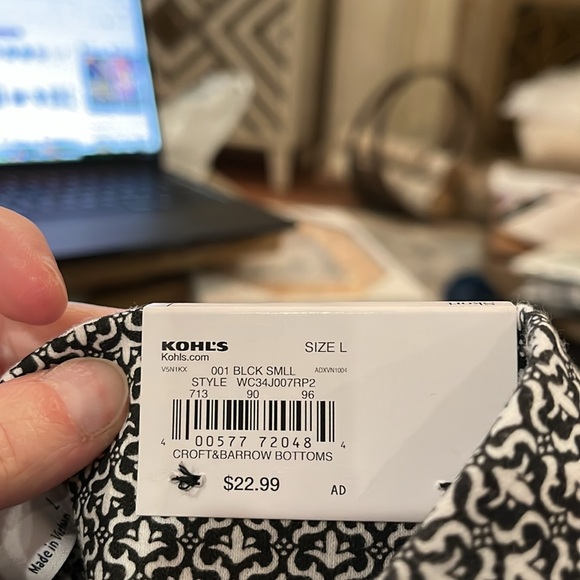 croft & barrow Black Small Print Easy Pull-On Skort/NWT/Various Sizes - Picture 8 of 16